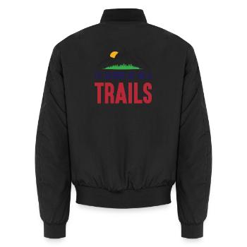 Berge - Ich bin lieber auf einem Trail - Unisex Bomberjacke - Schwarz - Hinten - AI Model Male 185 light (185cm)