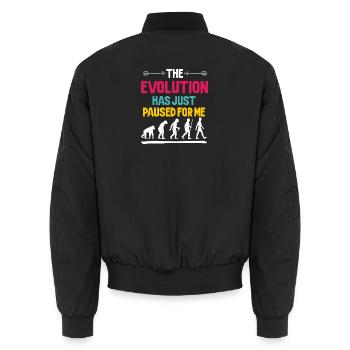 Die Evolution hat für mich einfach pausiert - Unisex Bomberjacke - Schwarz - Hinten - AI Model Male 185 light (185cm)