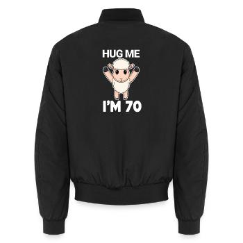 70 Geburtstag - 70 Jahre - Umarmung - Unisex Bomberjacke - Schwarz - Hinten - AI Model Male 185 light (185cm)