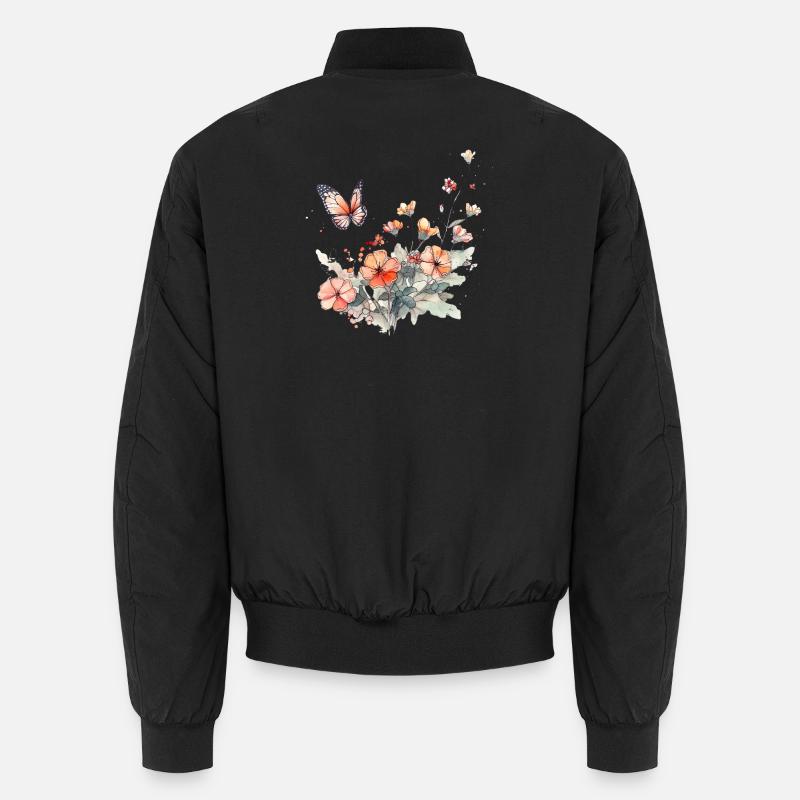 Fleurs + papillon - minimalement abstrait Bomber unisexe