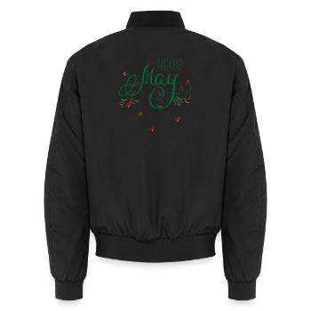 May, month, spring - Unisex Bomber Jacket - black - Back - AI Model Male 185 light (185cm)