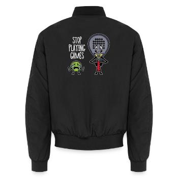Player Padel Racket Padel Team Statement Coach - Unisex Bomber Jacket - black - Back - AI Model Male 185 light (185cm)