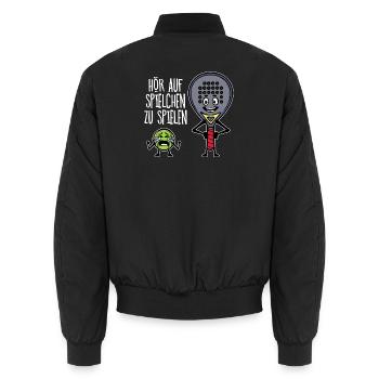 Trainer Padelteam Schläger Padel Statement Bälle - Unisex Bomberjacke - Schwarz - Hinten - AI Model Male 185 light (185cm)