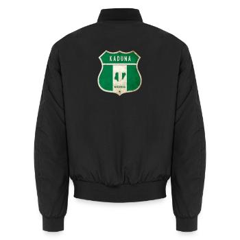 Kaduna Nigeria coat of arms flag design - Unisex Bomber Jacket - black - Back - AI Model Male 185 light (185cm)