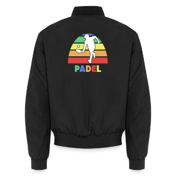 Jeu de padel Joueur de tennis Padel disant entraînement - Bomber unisexe - noir - Dos - AI Model Male 185 light (185cm)