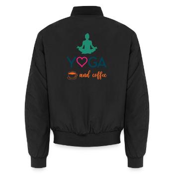 Yoga und Kaffee - Unisex Bomberjacke - Schwarz - Hinten - AI Model Male 185 light (185cm)