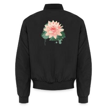 Graffiti de nénuphars avec nénuphar vert - Bomber unisexe - noir - Dos - AI Model Male 185 light (185cm)
