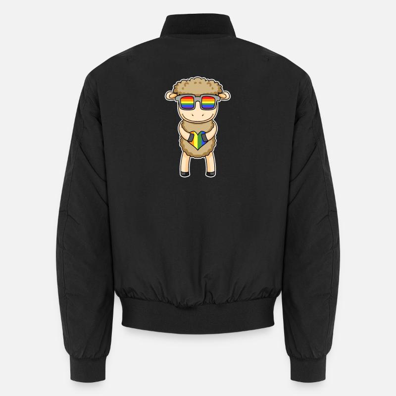Rainbow - sheep with glasses and heart Unisex Bomber Jacket
