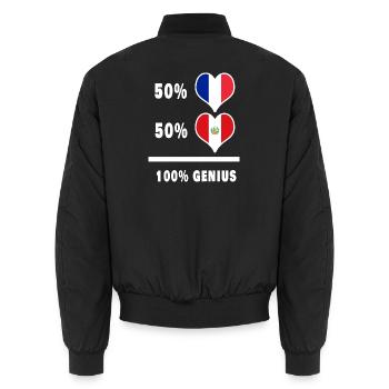 Pérou et France 100% génial Drapeaux - Bomber unisexe - noir - Dos - AI Model Male 185 light (185cm)
