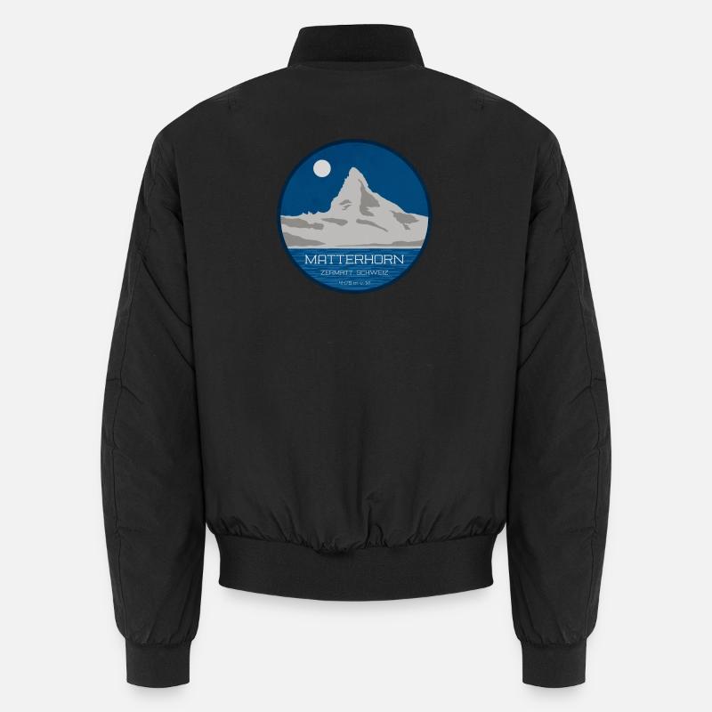 Graphique du Cervin Zermatt avec altitude - Bomber unisexe - noir