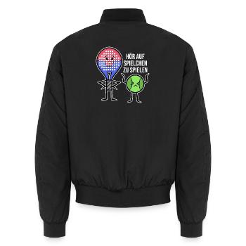 Bälle Schmetterball Padel Schläger Statement - Unisex Bomberjacke - Schwarz - Hinten - AI Model Male 185 light (185cm)