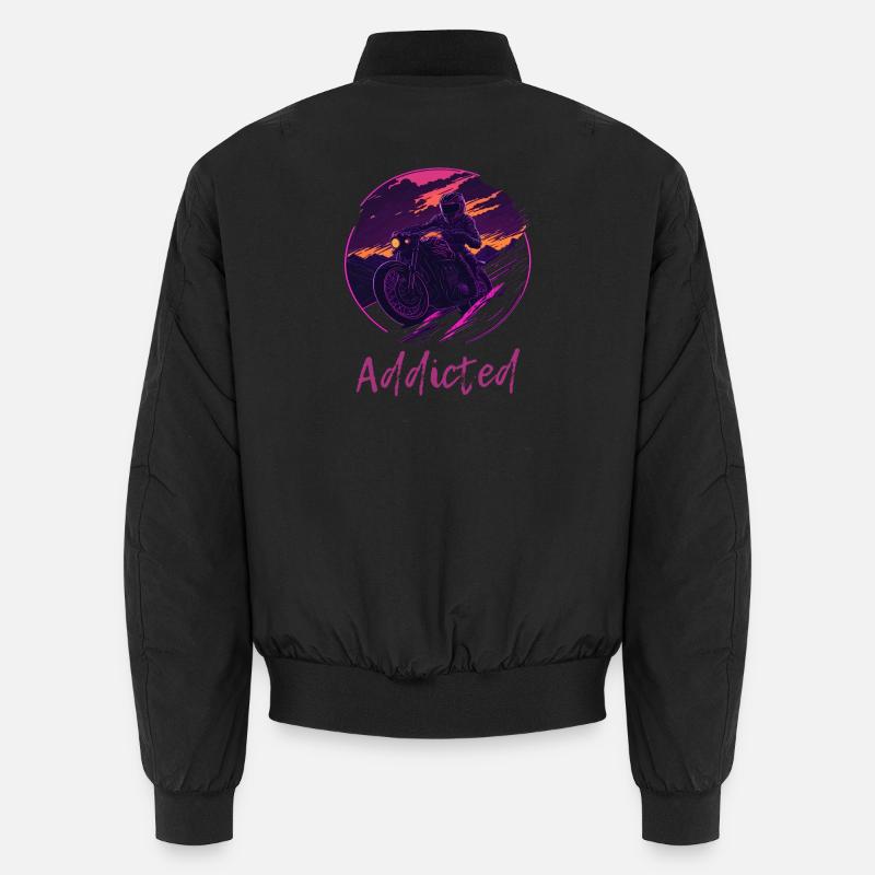 Synthwave Moto Accro - Bomber unisexe - noir