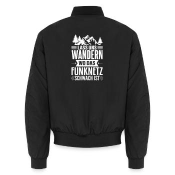 Wanderlust Netzlos im Funkloch - Unisex Bomberjacke - Schwarz - Hinten - AI Model Male 185 light (185cm)