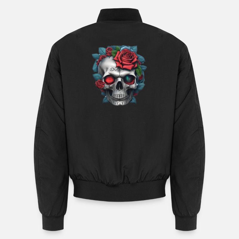 Crâne avec des roses Bomber unisexe