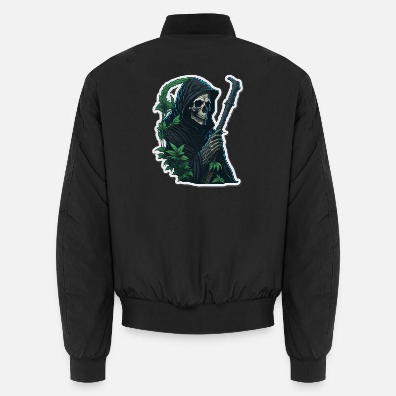Grim Reaper with grass - Unisex Bomber Jacket - black