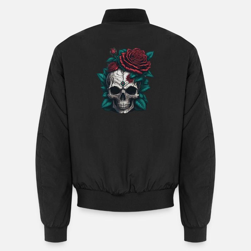 Skull with roses - Unisex Bomber Jacket - black