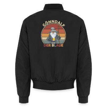 Gönndalf der Blaue - Bier Party - Unisex Bomberjacke - Schwarz - Hinten - AI Model Male 185 light (185cm)