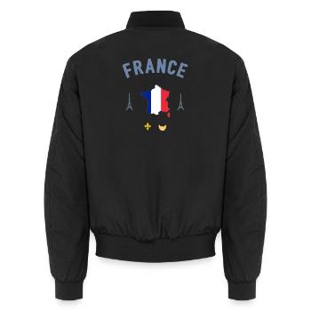 France - Unisex Bomber Jacket - black - Back - AI Model Male 185 light (185cm)