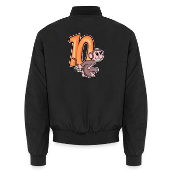10 birthday 10 years old with animal motif - ten - Unisex Bomber Jacket - black - Back - AI Model Male 185 light (185cm)