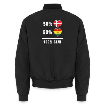 Bolivien und Dänemark 100% geniale Flagge - Unisex Bomberjacke - Schwarz - Hinten - AI Model Male 185 light (185cm)