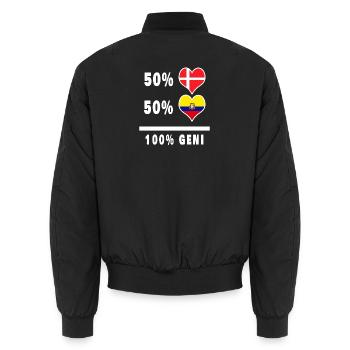 Ecuador und Dänemark 100% geniale Flagge - Unisex Bomberjacke - Schwarz - Hinten - AI Model Male 185 light (185cm)