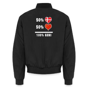 Chine et Danemark 100% drapeau de génie - Bomber unisexe - noir - Dos - AI Model Male 185 light (185cm)