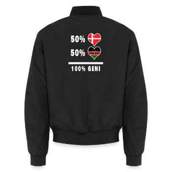 Kenya and Denmark 100% genius flag - Unisex Bomber Jacket - black - Back - AI Model Male 185 light (185cm)