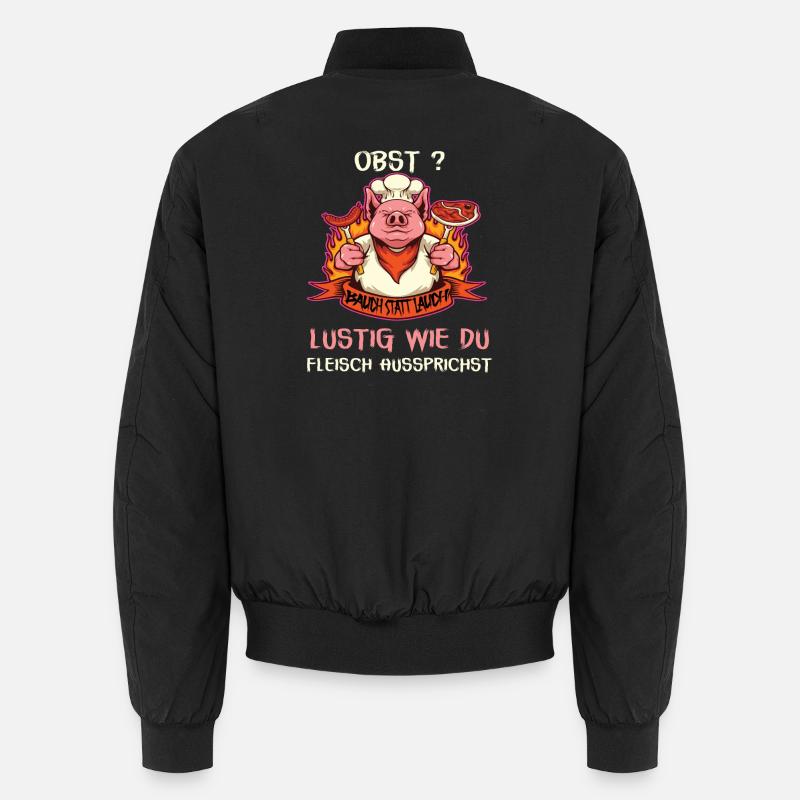 Witziges Schwein mit Fleischspruch - Unisex Bomberjacke - Schwarz