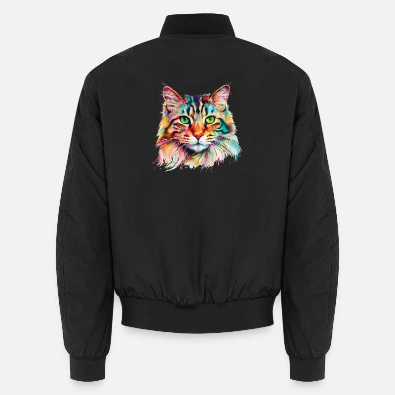 Chat Maine Coon Psychédélique Colorée Bomber unisexe