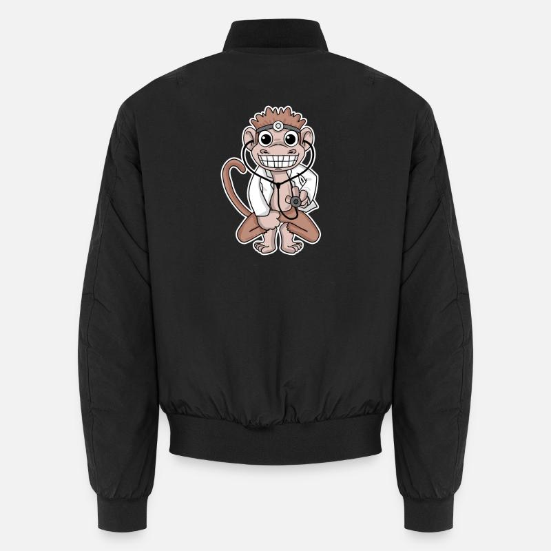 Affe Arzt Doktor Motiv - Unisex Bomberjacke - Schwarz