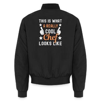 Chef Cook Chef - Unisex Bomber Jacket - black - Back - AI Model Male 185 light (185cm)