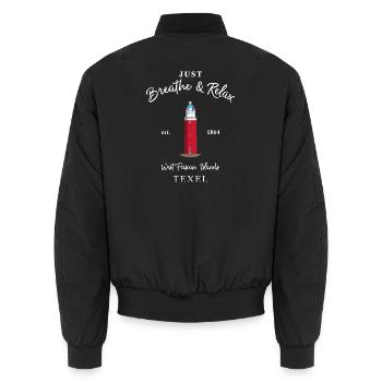 Texel, Relax Lighthouse Eierland, Pays-Bas - Bomber unisexe - noir - Dos - AI Model Male 185 light (185cm)