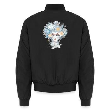 Portrait de sirène dans des couleurs pastel froides - Bomber unisexe - noir - Dos - AI Model Male 185 light (185cm)