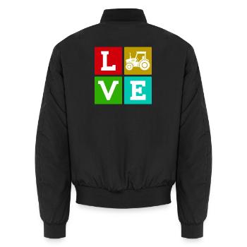 Traktor Landleben Spruch Nutzfahrzeug Landwirt - Unisex Bomberjacke - Schwarz - Hinten - AI Model Male 185 light (185cm)