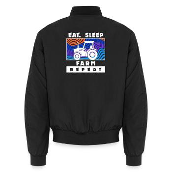 Tractor Statement Farmer Agriculture Farm - Unisex Bomber Jacket - black - Back - AI Model Male 185 light (185cm)