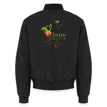 Erdbeerzeit, lecker, Erdbeere - Unisex Bomberjacke - Schwarz - Hinten - AI Model Male 185 light (185cm)