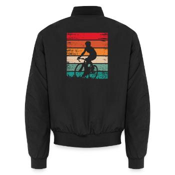 Cycliste rétro coucher de soleil - Bomber unisexe - noir - Dos - AI Model Male 185 light (185cm)