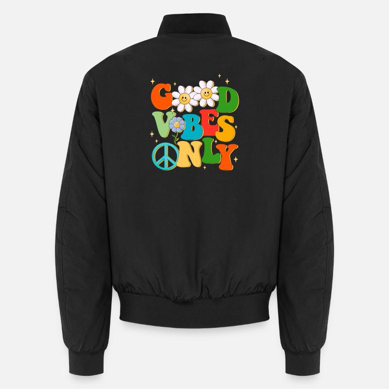 good vibes, peace and love, summer - Unisex Bomber Jacket - black