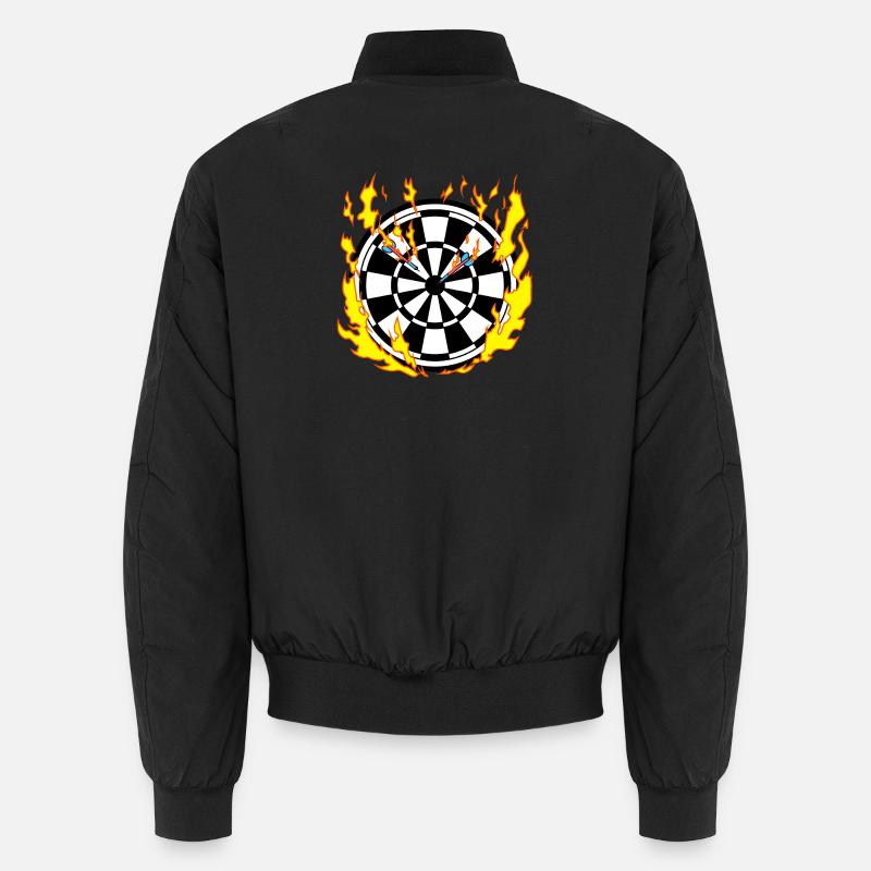 Dartboard in Flames - Dart Player - Unisex Bomber Jacket - black