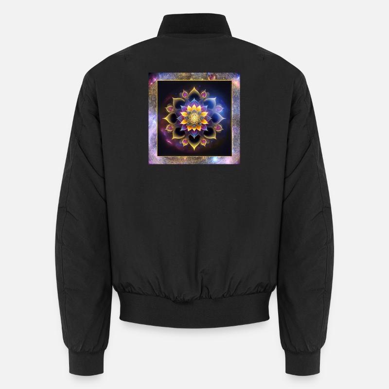 Mandala lotus flower - Unisex Bomber Jacket - black