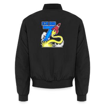 7 Geburtstag Junge Astronaut Rakete - sieben Jahre - Unisex Bomberjacke - Schwarz - Hinten - AI Model Male 185 light (185cm)