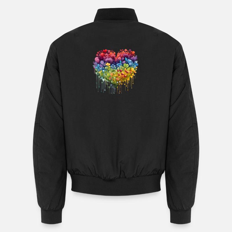 Blumenherz - Unisex Bomberjacke - Schwarz