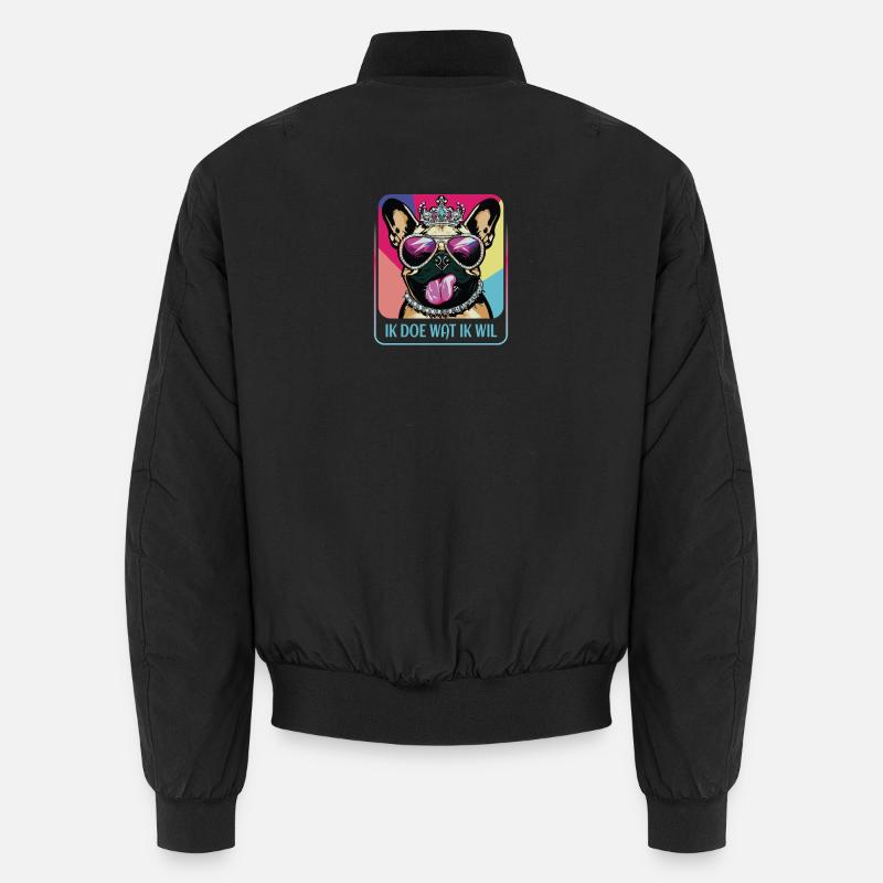 Stubborn Pug - Unisex Bomber Jacket - black