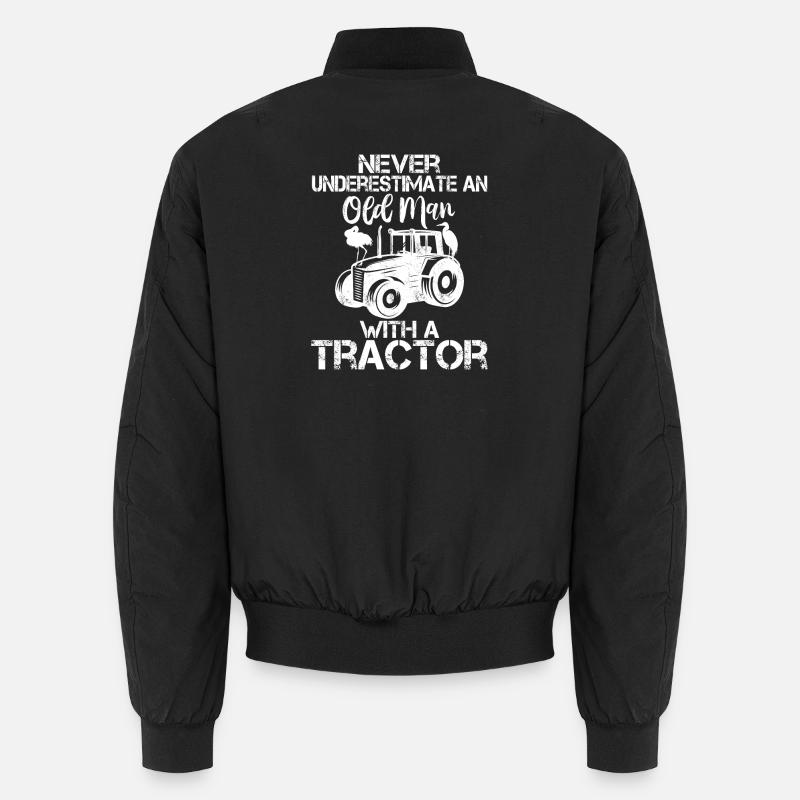 Unterschätzen Sie niemals einen alten Mann mit einem Traktor Unisex Bomberjacke