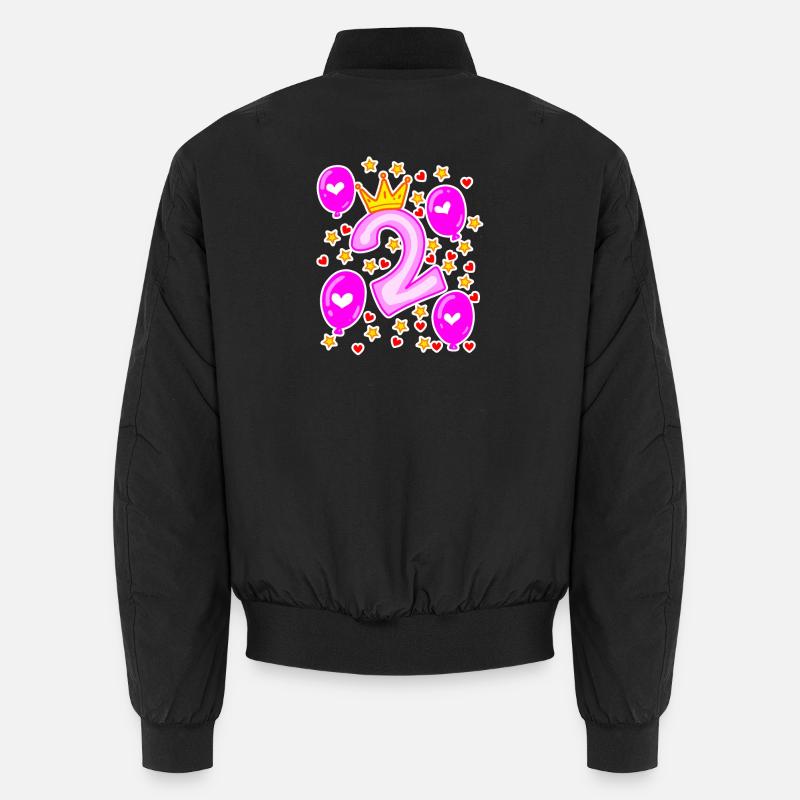 2. Geburtstag Mädchen Luftballons Krone Sterne Unisex Bomberjacke