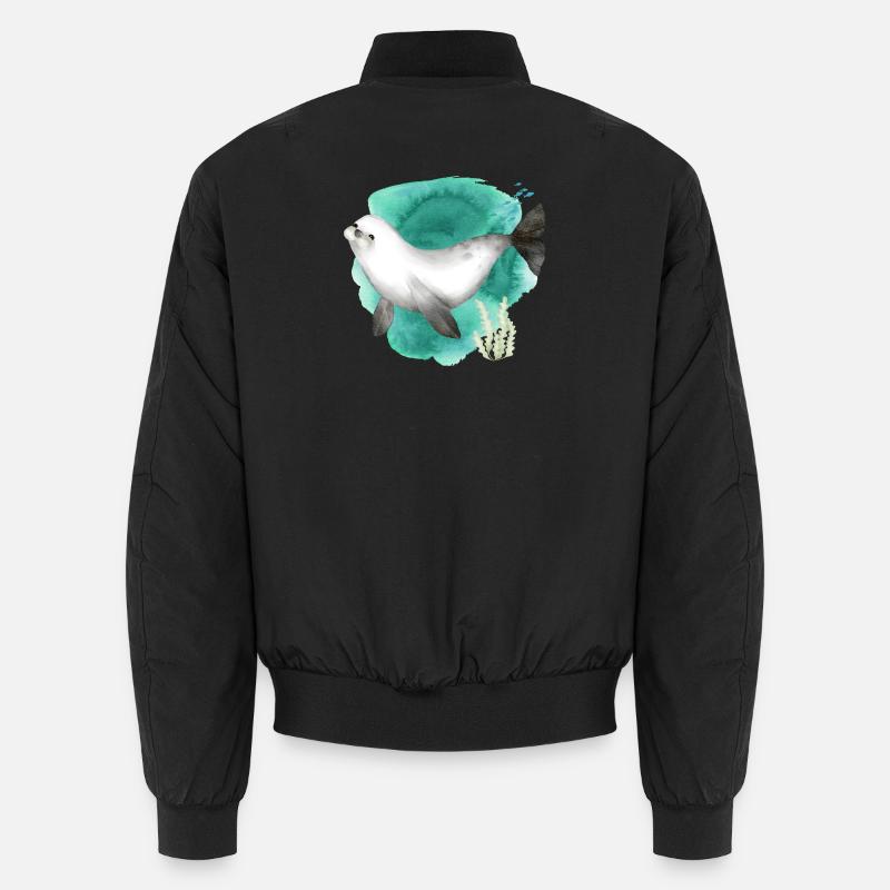 Aquarelle Mignon phoque dans l’océan Bomber unisexe