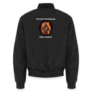 Feuerwehrmann fürs Leben weiß - Unisex Bomberjacke - Schwarz - Hinten - AI Model Male 185 light (185cm)