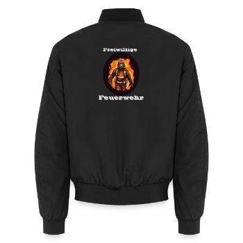 Freiwillige Feuerwehr weiß - Unisex Bomberjacke - Schwarz - Hinten - AI Model Male 185 light (185cm)