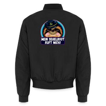 MEIN SEGELBOOT RUFT MICH FAULTIERE SEGELN - Unisex Bomberjacke - Schwarz - Hinten - AI Model Male 185 light (185cm)