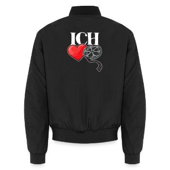 Herz Statement Ich Liebe Movies Film Schauen Kino - Unisex Bomberjacke - Schwarz - Hinten - AI Model Male 185 light (185cm)